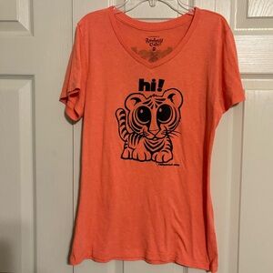 Rainforest Cafe orange Tshirt Tiger Hi Bye Youth XXL 19 in pit2pit.